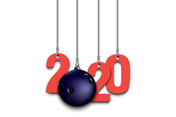 Obraz na płótnie Canvas 2020 New Year and bowling ball hanging on strings