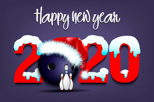 Snowy New Year numbers 2020 and bowling ball