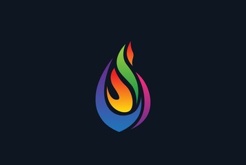 Colorful rainbow fire flame modern logo design vector graphic