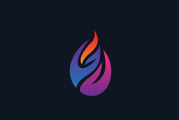 Colorful rainbow fire flame modern logo design vector graphic