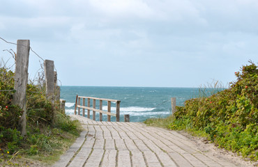 Wooden pathway_ocean_bushes_sky_view_by_jziprian