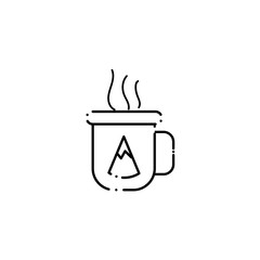 Isolated camping mug icon line design