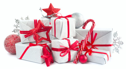 Heap of Christmas gifts isolated