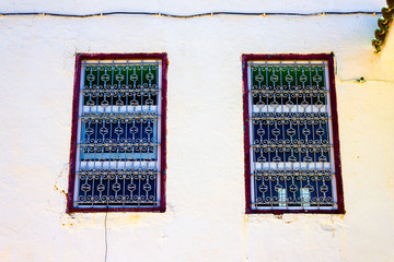 Old windows in old  Moroccan city