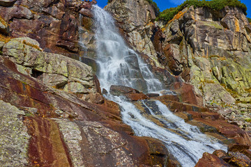 The beautiful Skok waterfall near to Strbske pleso lake in High Tatras National Park, Slovakia © andras_csontos