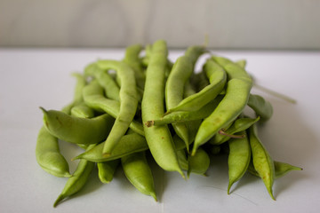 Fresh green beans isolated on white background