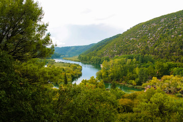 Krka river in the Krka National Park.  Croatia