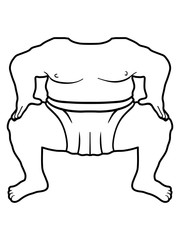 körper ohne kopf sumo ringer übergewicht sumoringer verkleidung kostüm dick fett lustig clipart comic cartoon design japanischer sport ringsport