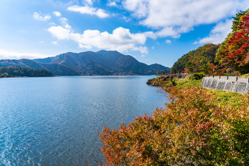 Fototapeta premium Beautiful landscape around lake kawaguchiko in Yamanashi Japan