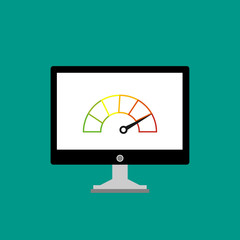 Speed test laptop icon Flat design vector illustration