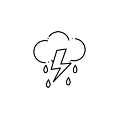 Isolated cloud rain and thunder icon line design