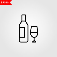 wine thin line icon, vector illustration eps10