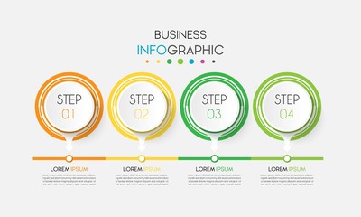 Vector infographic design template with 4 options or steps. Can be used for process diagram, workflow layout, info graph, annual report, flow chart.