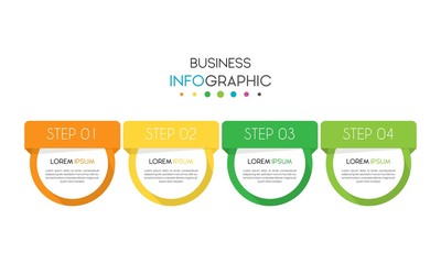 Vector infographic design template with 4 options or steps. Can be used for process diagram, workflow layout, info graph, annual report, flow chart.