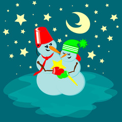 Naklejka premium christmas card with snowman