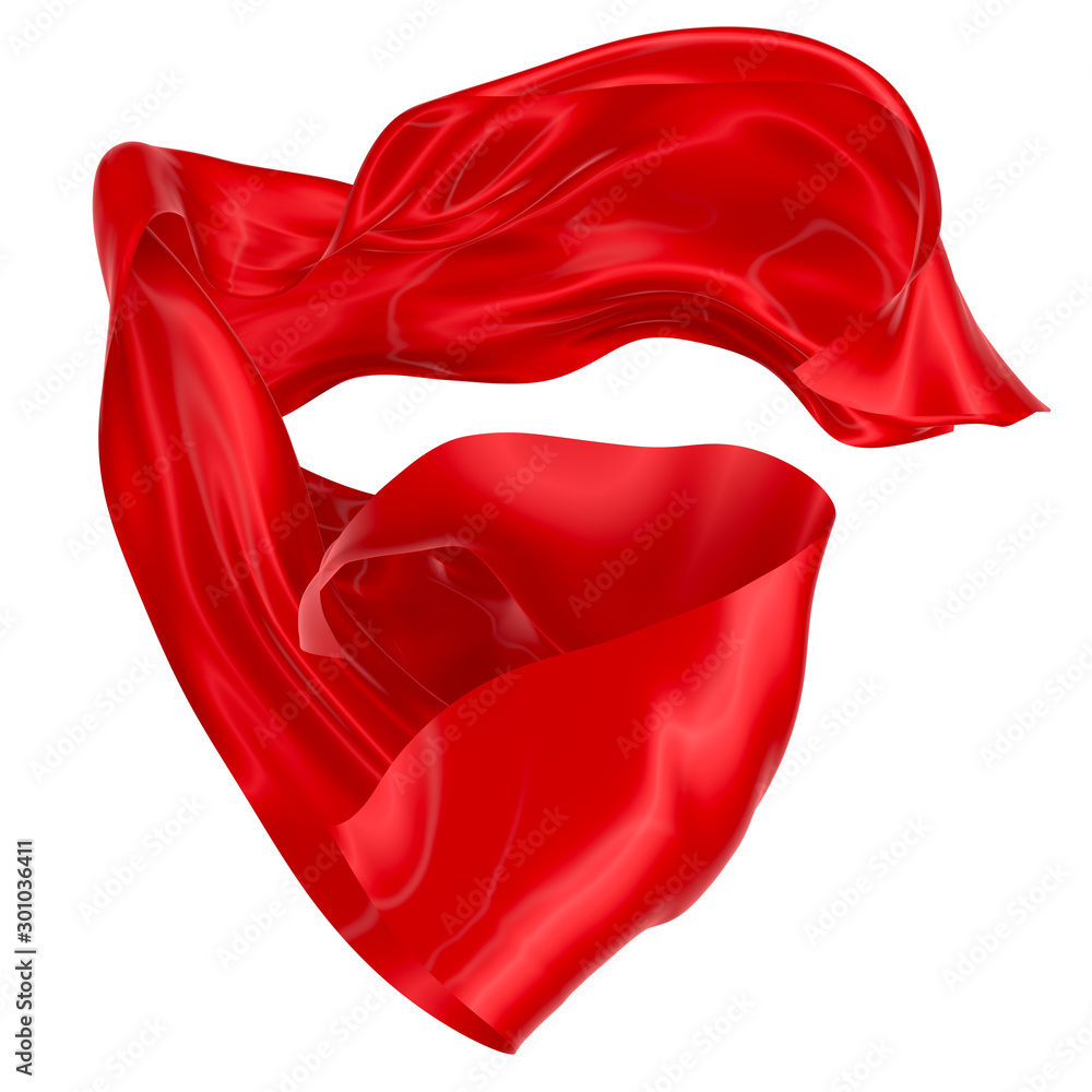 Poster abstract background of red wavy silk or satin. 3d rendering image.