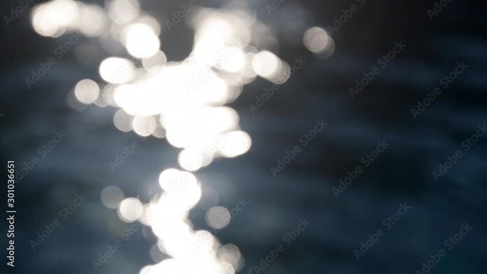 Leinwandbilder Abstract bokeh light background of a defocused river surface with a bokeh effect, reflection of sun glare from water