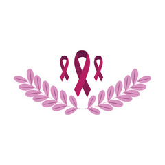 ribbons pink of the fight cancer against breast vector illustration design