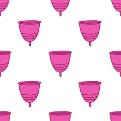 menstrual cup seamless doodle pattern, vector illustration