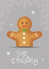 merry christmas poster with ginger cookie vector illustration design