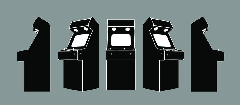 Vector arcade machine, different perspectives.