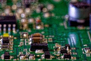 closeup of electronic circuit board