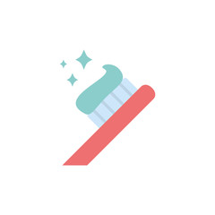 Isolated toothpaste and brush icon flat design