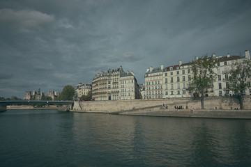 Buildings along the Seine River in Paris, France