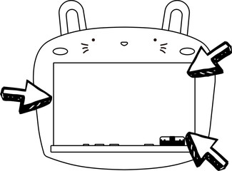Cute white Rabbit blackboard outline