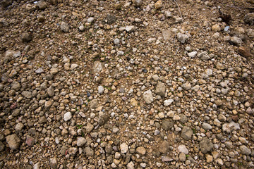 The ground with large and small stones