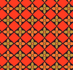 Japanese Vibrant Geometric Flower Seamless Pattern