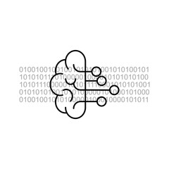 Concept of Artificial Intelligence AI and machine learning. Outline thin line flat illustration. Isolated on white background. 