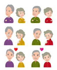 カップルの表情のイラスト : 老夫婦