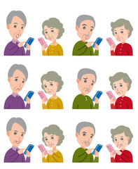 カップルの表情のイラスト : 老夫婦