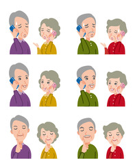 カップルの表情のイラスト : 老夫婦