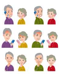 カップルの表情のイラスト : 老夫婦