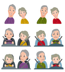 カップルの表情のイラスト : 老夫婦