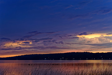 sunset over the lake