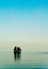 Silhouette of Sailboat on Lake Superior