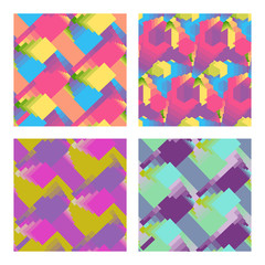 Set of colorful simple geometric seamless patterns
