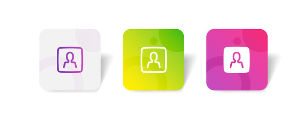 user avatar round icon in outline and solid style with colorful smooth gradient background, suitable for mobile and web UI, app button, infographic, etc