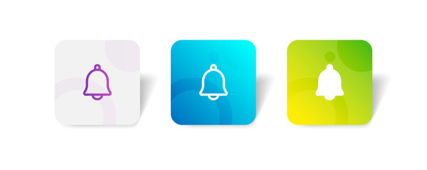 bell notification round icon in outline and solid style with colorful smooth gradient background, suitable for mobile and web UI, app button, infographic, etc