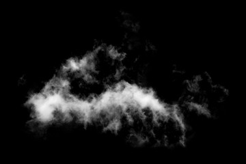 White cloud isolated on black background,Textured smoke,brush effect