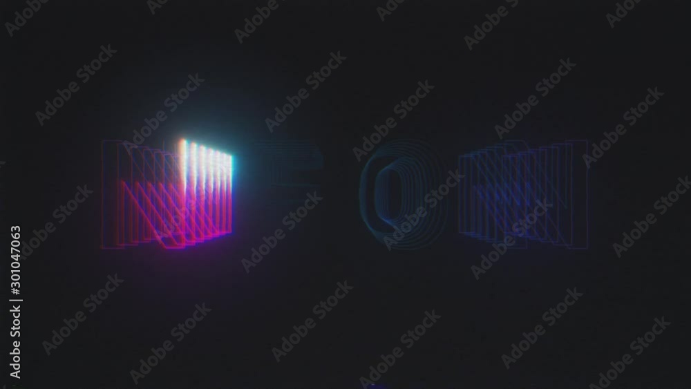 Aufkleber neon abstract write-on text motion background vhs style