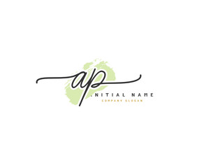 A P AP Beauty vector initial logo, handwriting logo of initial signature, wedding, fashion, jewerly, boutique, floral and botanical with creative template for any company or business.