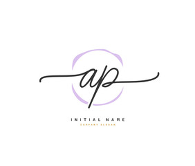 A P AP Beauty vector initial logo, handwriting logo of initial signature, wedding, fashion, jewerly, boutique, floral and botanical with creative template for any company or business.