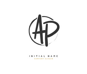 A P AP Beauty vector initial logo, handwriting logo of initial signature, wedding, fashion, jewerly, boutique, floral and botanical with creative template for any company or business.