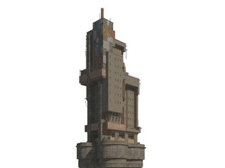 Industrial building of the future concept isolated on white background 3d illustration