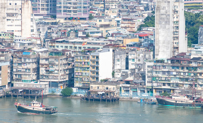 Fototapeta na wymiar Residential buildings on the coast of Macau