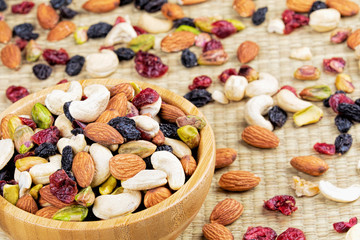Trail Mix, nuts and dried fruits a great snack food